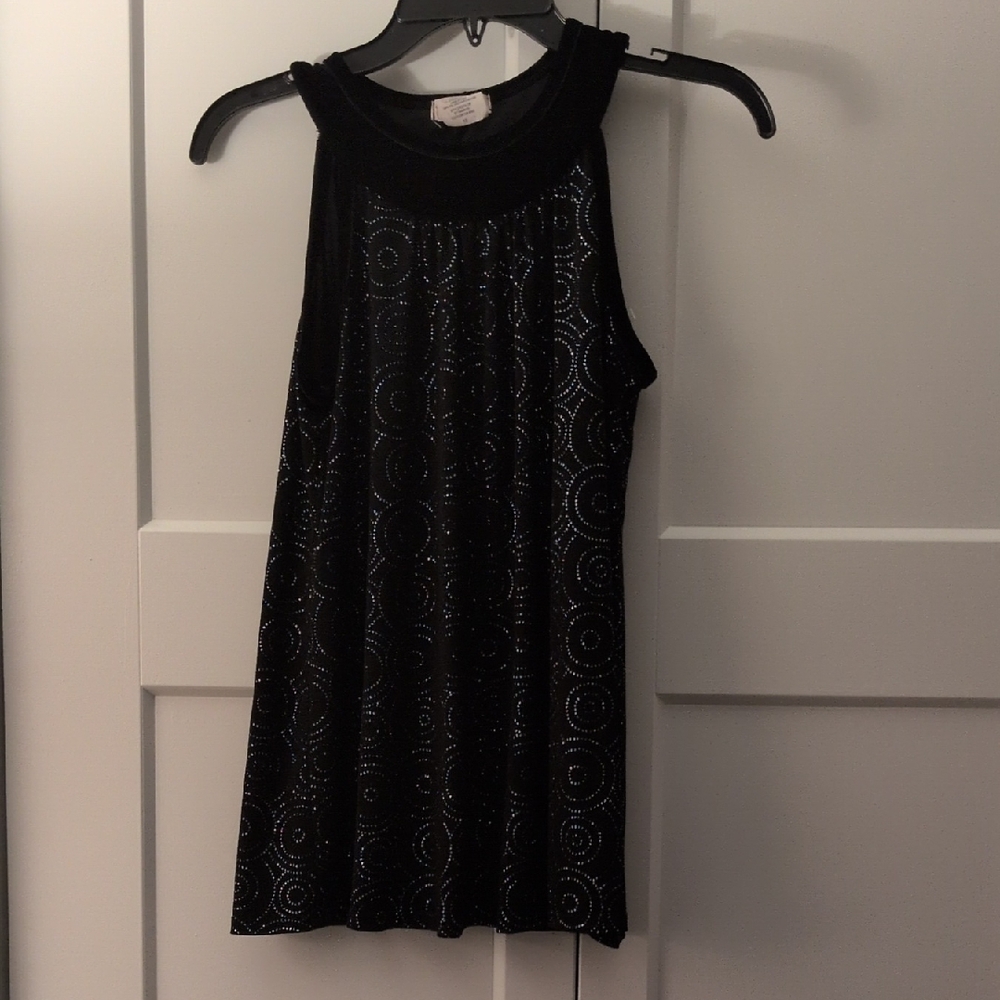 Girls Black Sleeveless Top with Sparkly Accents